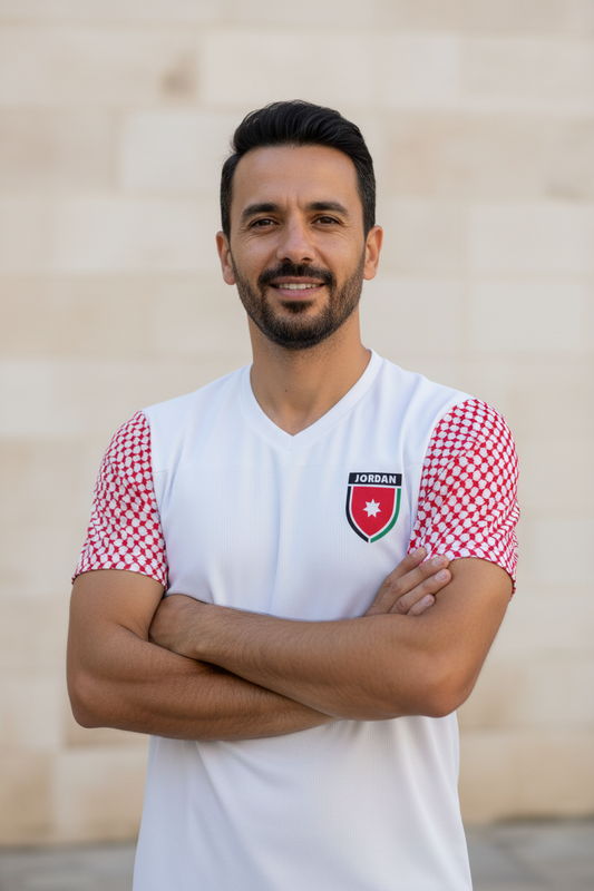 Jordan Nashmi Shemagh Men V-Neck Short Sleeve Football Basketball Soccer World Cup Rugby Jersey