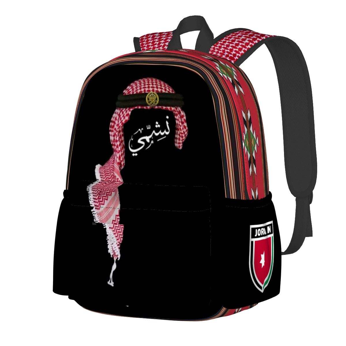 Men نشمي Jordanian World Cup 2026 Large Capacity Oxford Backpack with Cloth Side Pockets