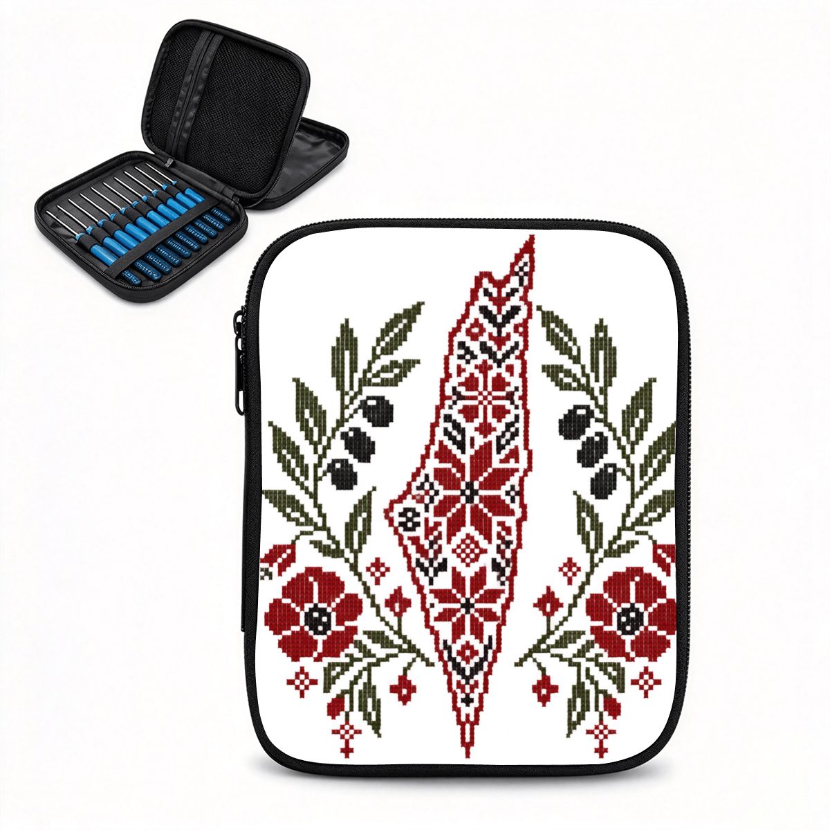 Palestinian Tatreez Print Crochet Hook Case