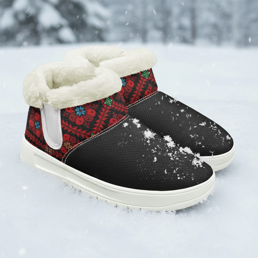 Palestinian Tatreez Print Snow Boots – Women’s Winter Footwear