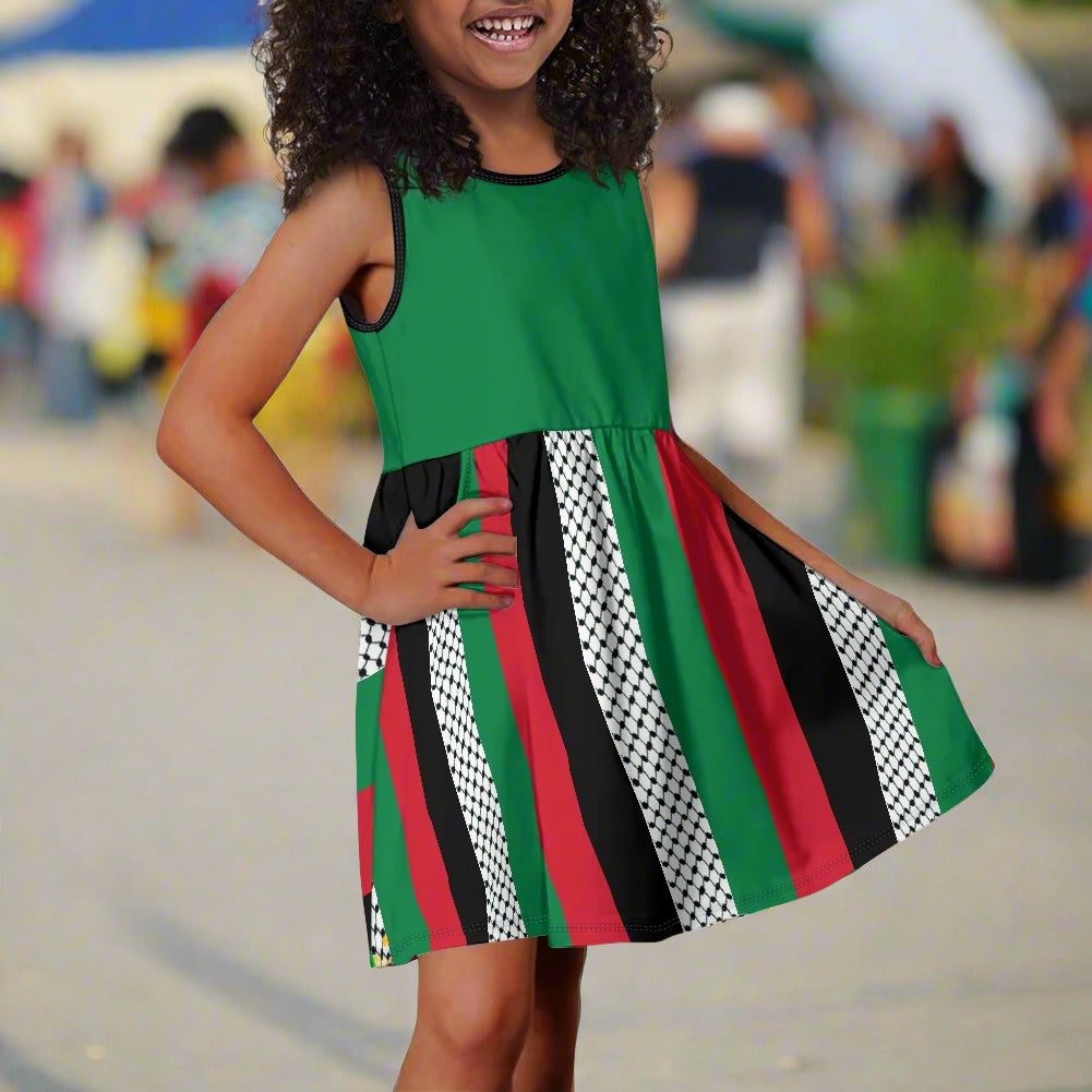 Palestinian Flag Kids' dress with pocket