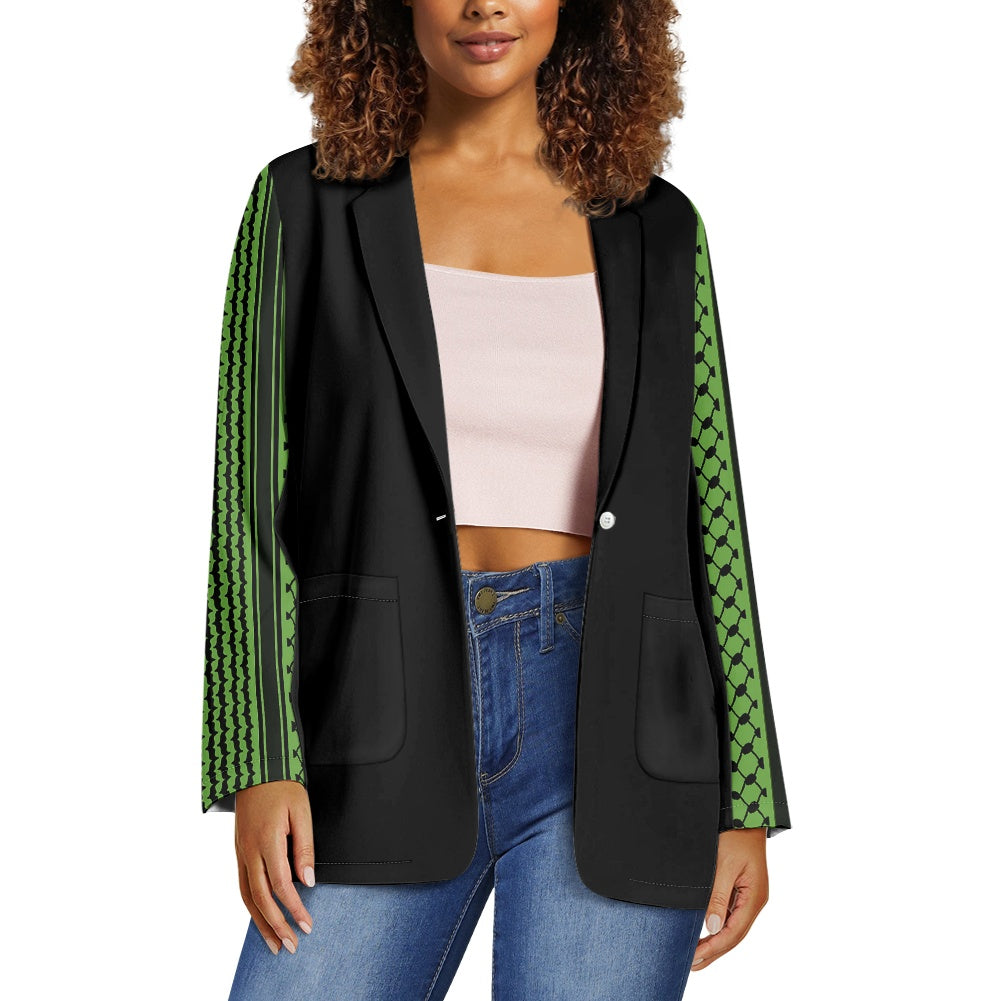 Palestinian Green Kuffiyeh Sleeves Modest Ladies casual blazer