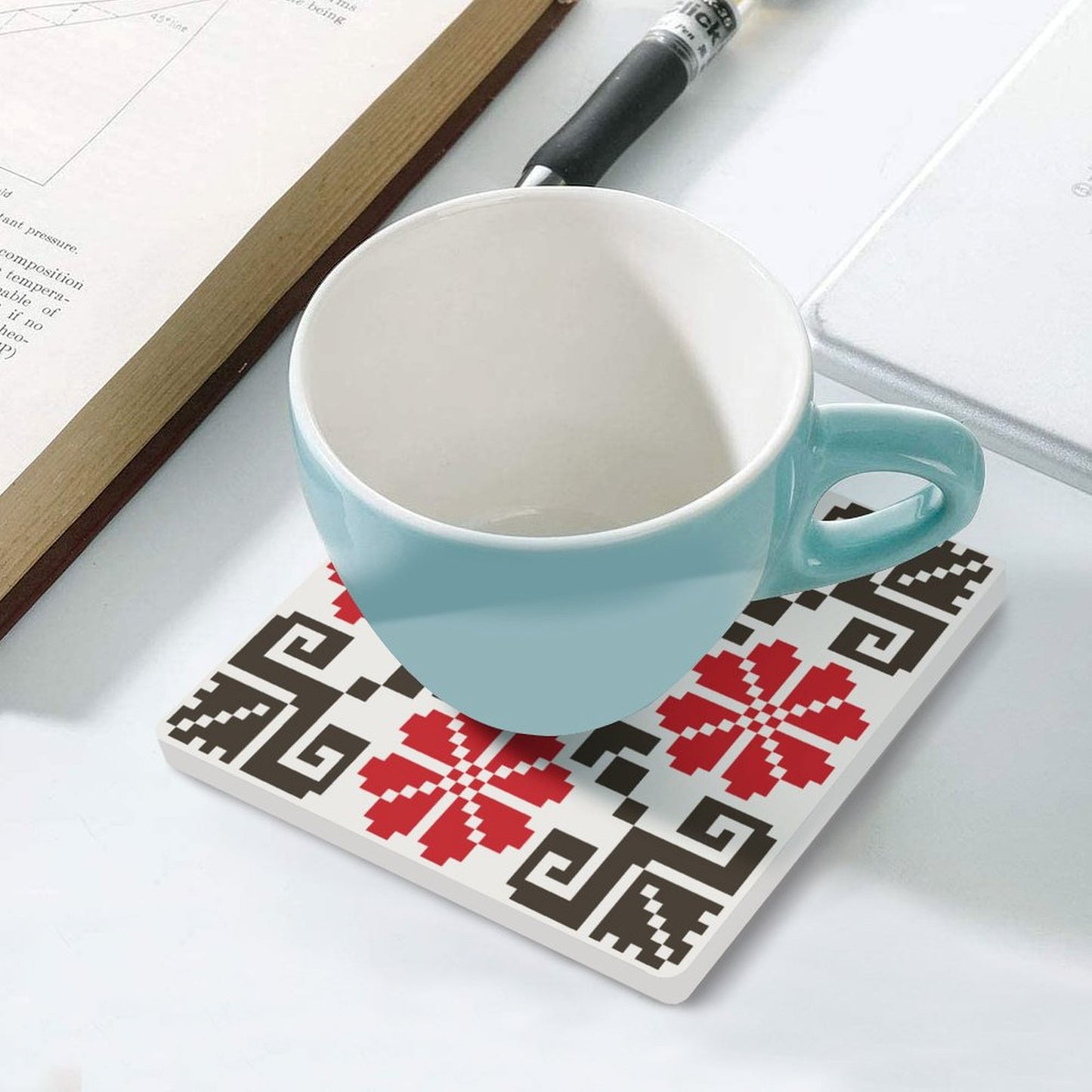 Azhar (Flowers) Hebron Bed Sheets Design Ceramic Coasters (Square) (4 or 6 pieces)