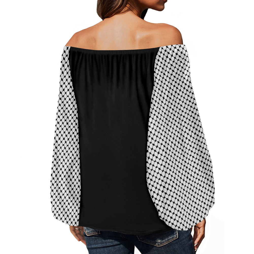 Palestinian Kuffiyeh, Off-shouldered chiffon blouse