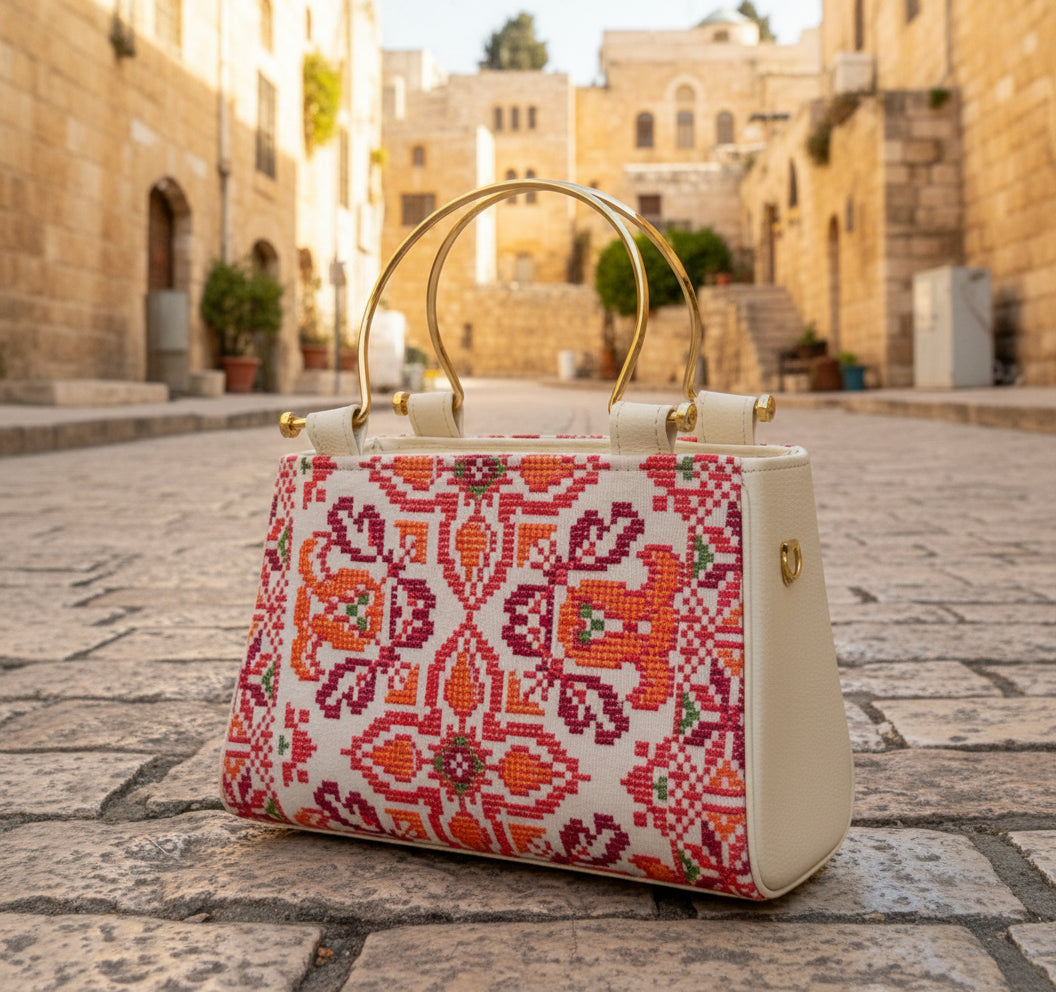 Stylish Designer Authentic Handmade Embroidered Palestinian Tatreez Handbag