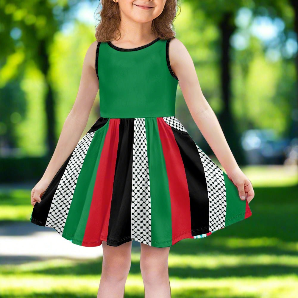 Palestinian Flag Kids' dress with pocket