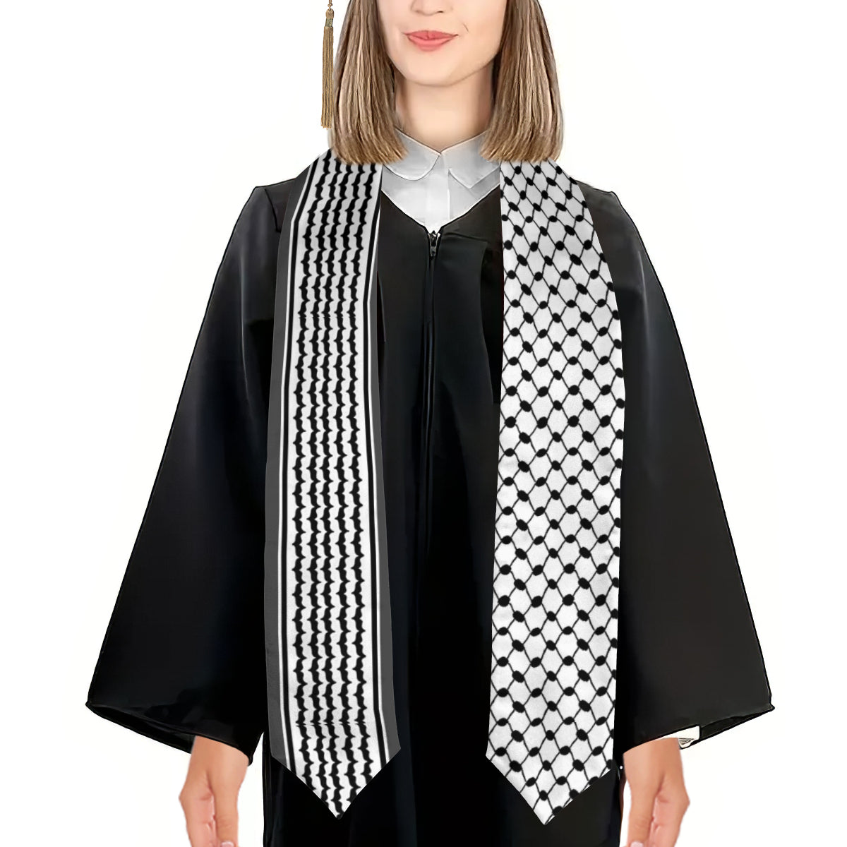 Double-Sided Kuffiyeh Print Graduation Stole (V-Shaped)