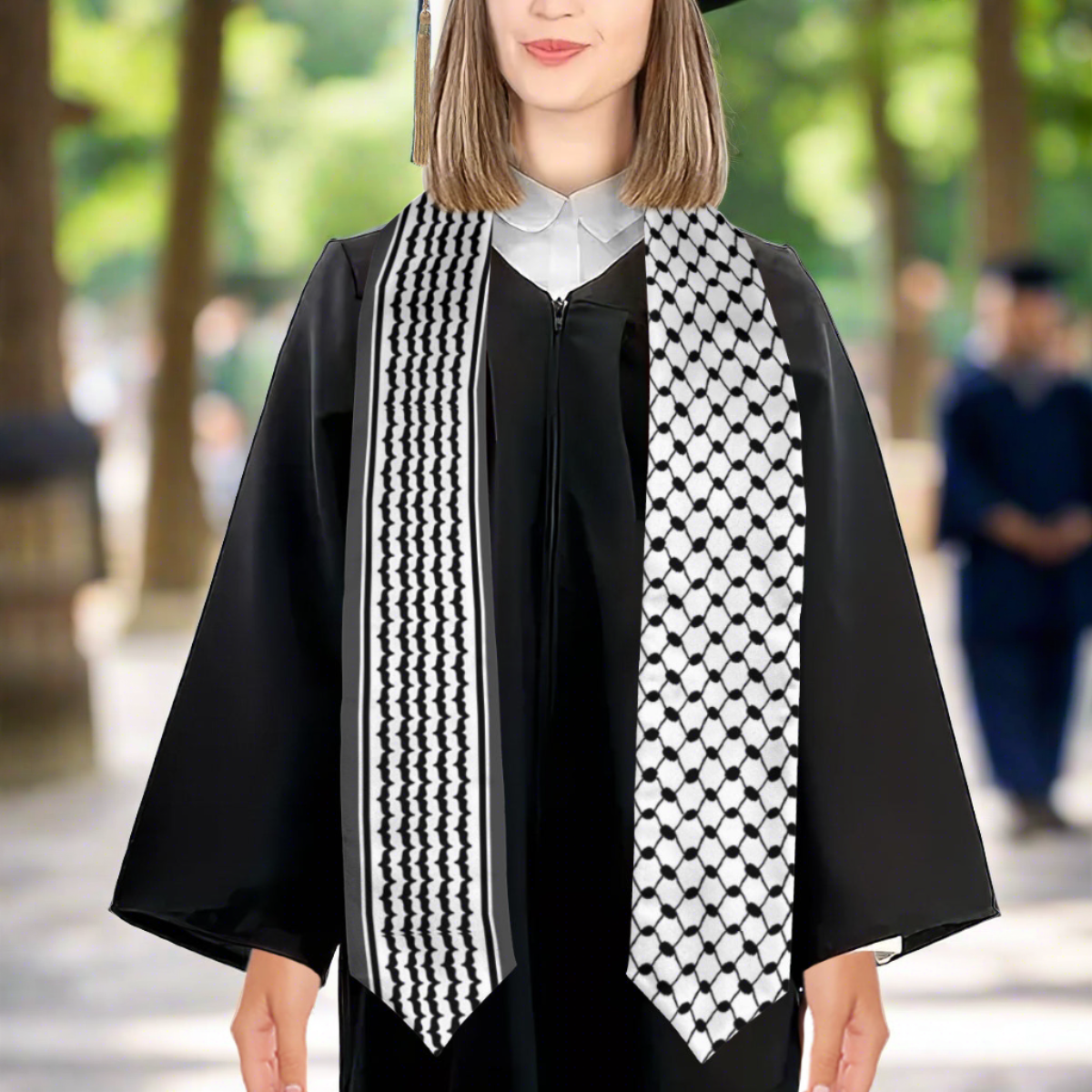 Double-Sided Kuffiyeh Print Graduation Stole (V-Shaped)