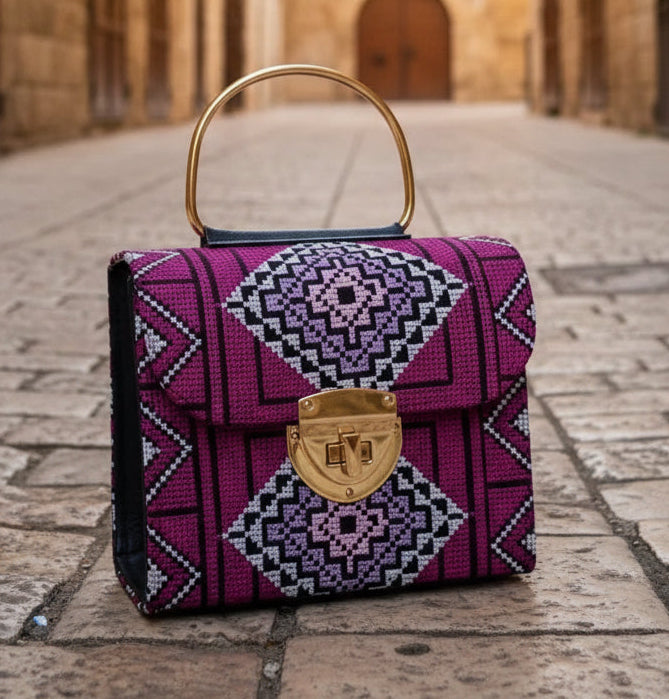 Stylish Designer Authentic Handmade Embroidered Palestinian Tatreez Handbag