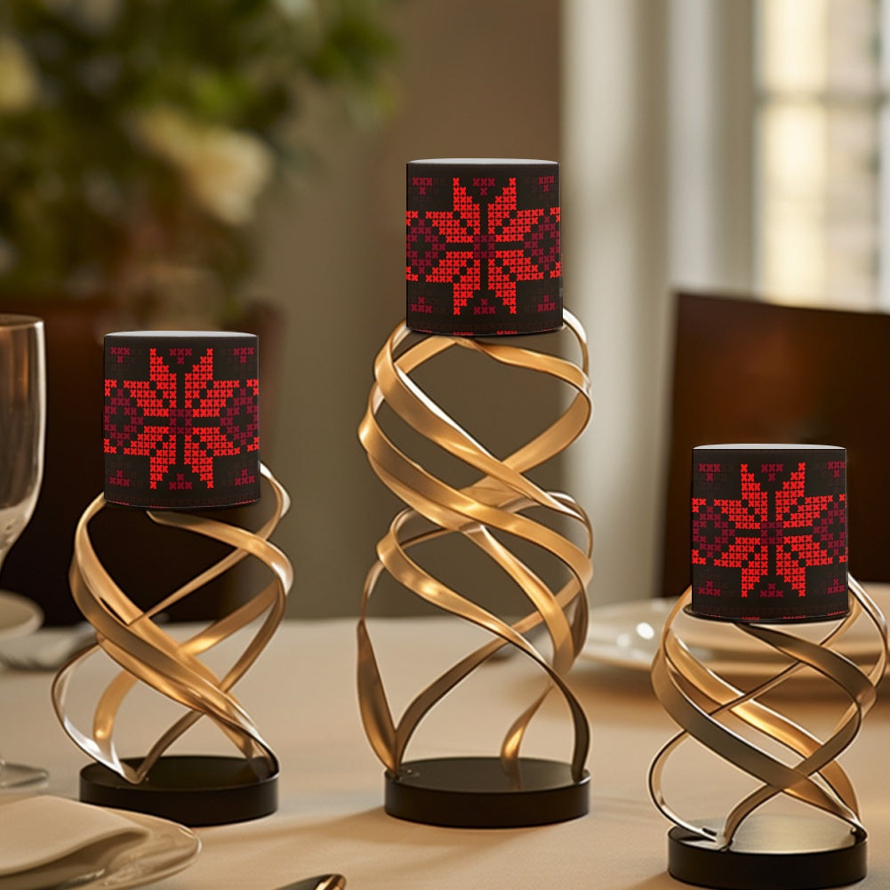 Set of four 3-Inch LED Remote Control Candles – Palestinian Tatreez Design