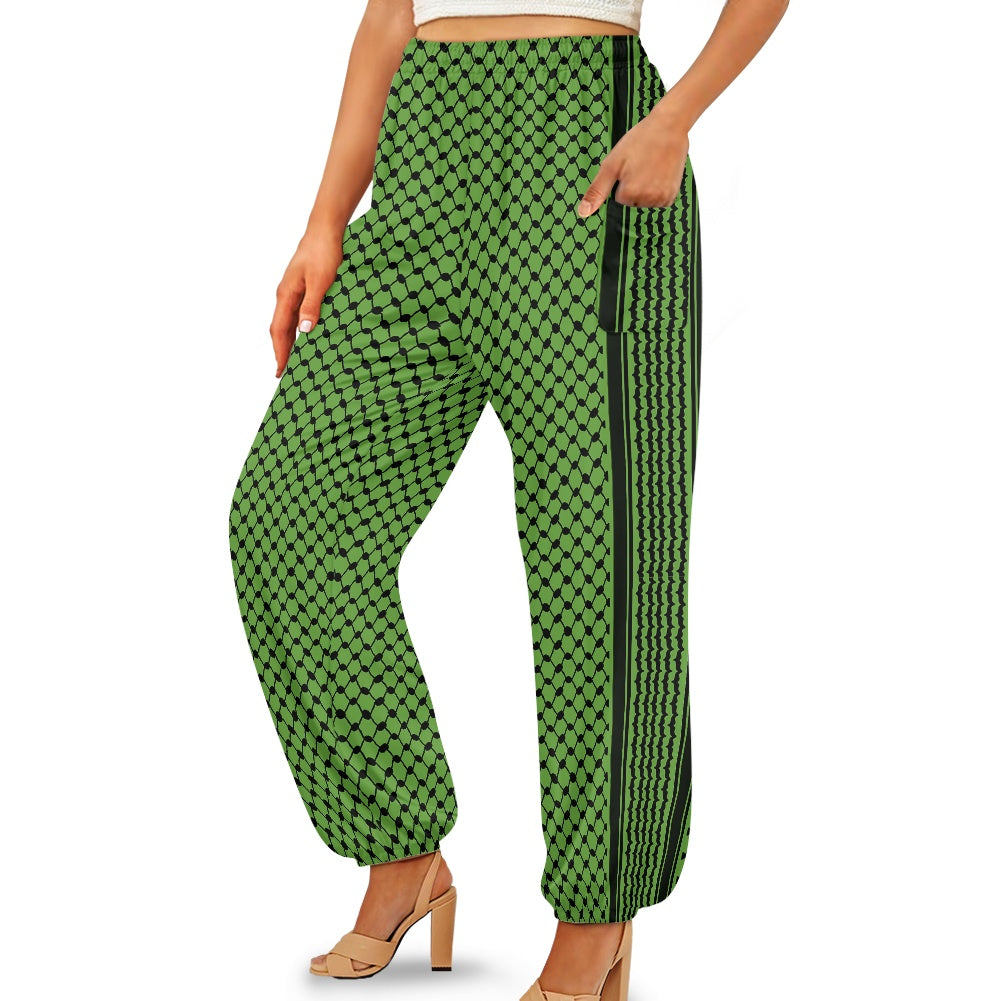 Palestinian Women's Bloomer Kuffiyeh print Green Yoga Pants