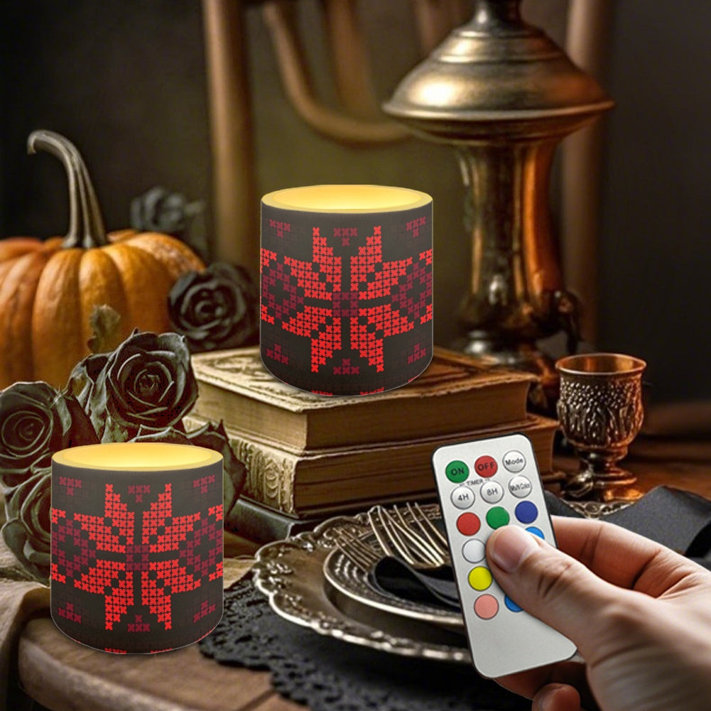 Set of four 3-Inch LED Remote Control Candles – Palestinian Tatreez Design