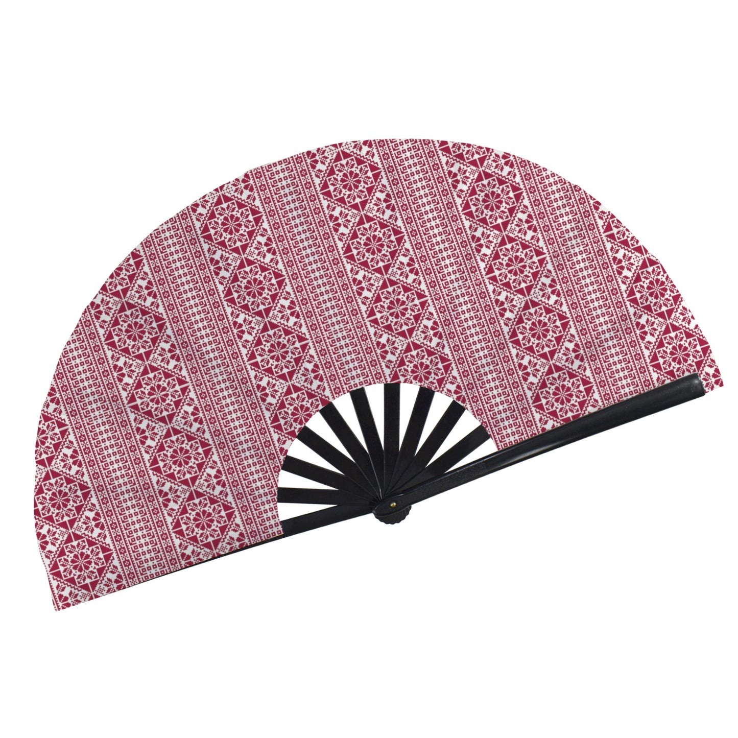 Tatreez Fan Chinese Folding Hand Fans Oxford Cloth - One-Sided