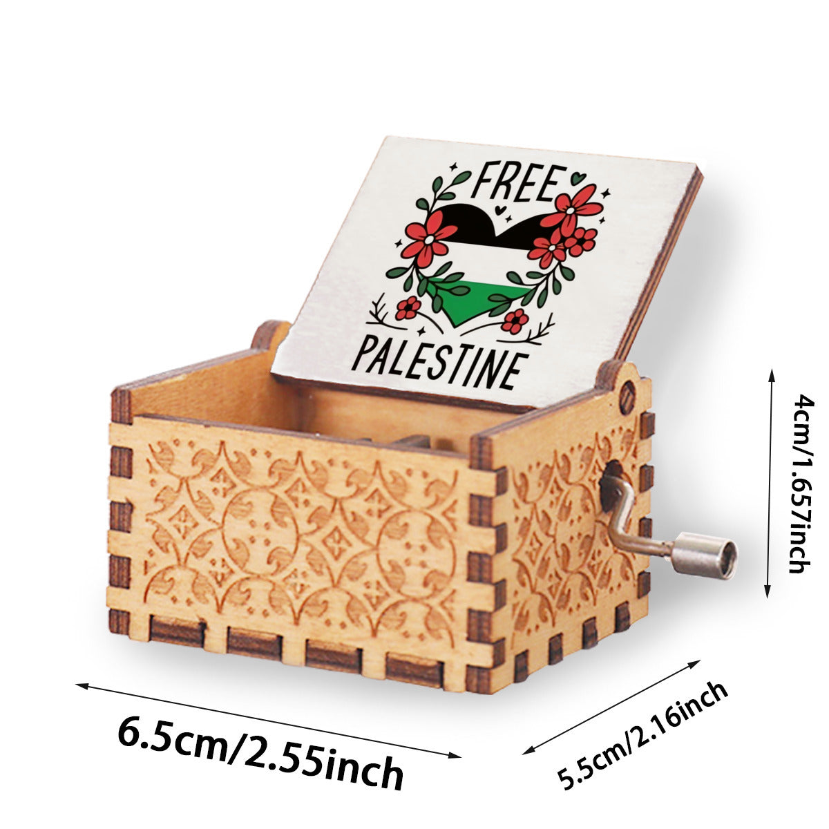 Free Palestine Music Box, Pine Wood, Unique Gift, Henna Favors