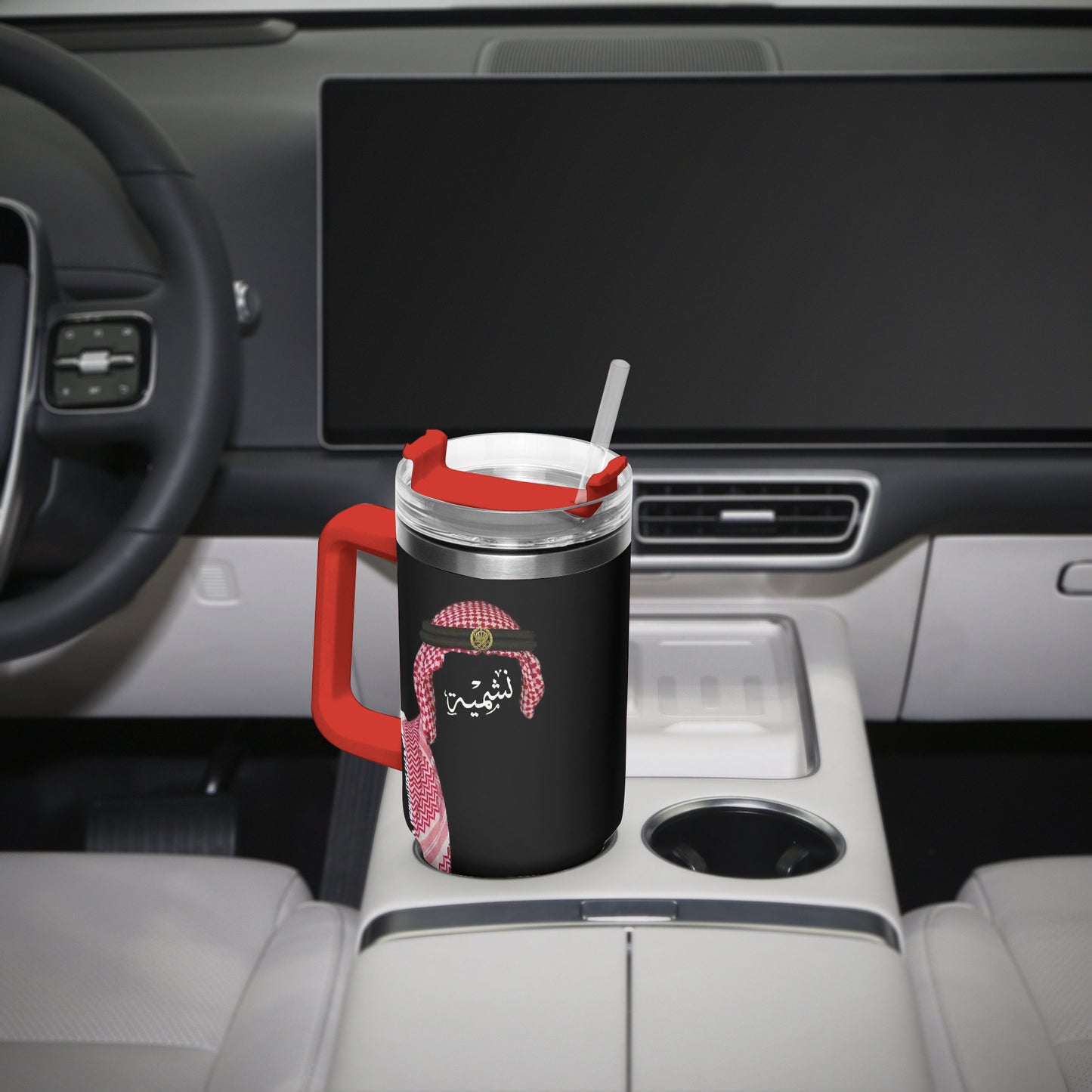 Woman Jordan 40 oz World Cup "نشمية" Tumbler with Handle and Straw