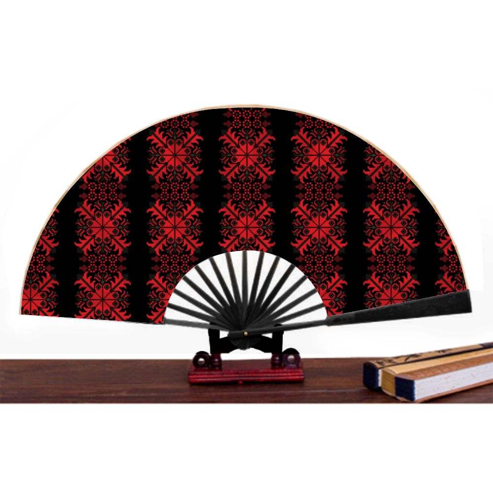 Gaza Palestinian Tatreez Double-side Custom Spun Silk Fan Retro Hand-held Folding Fan