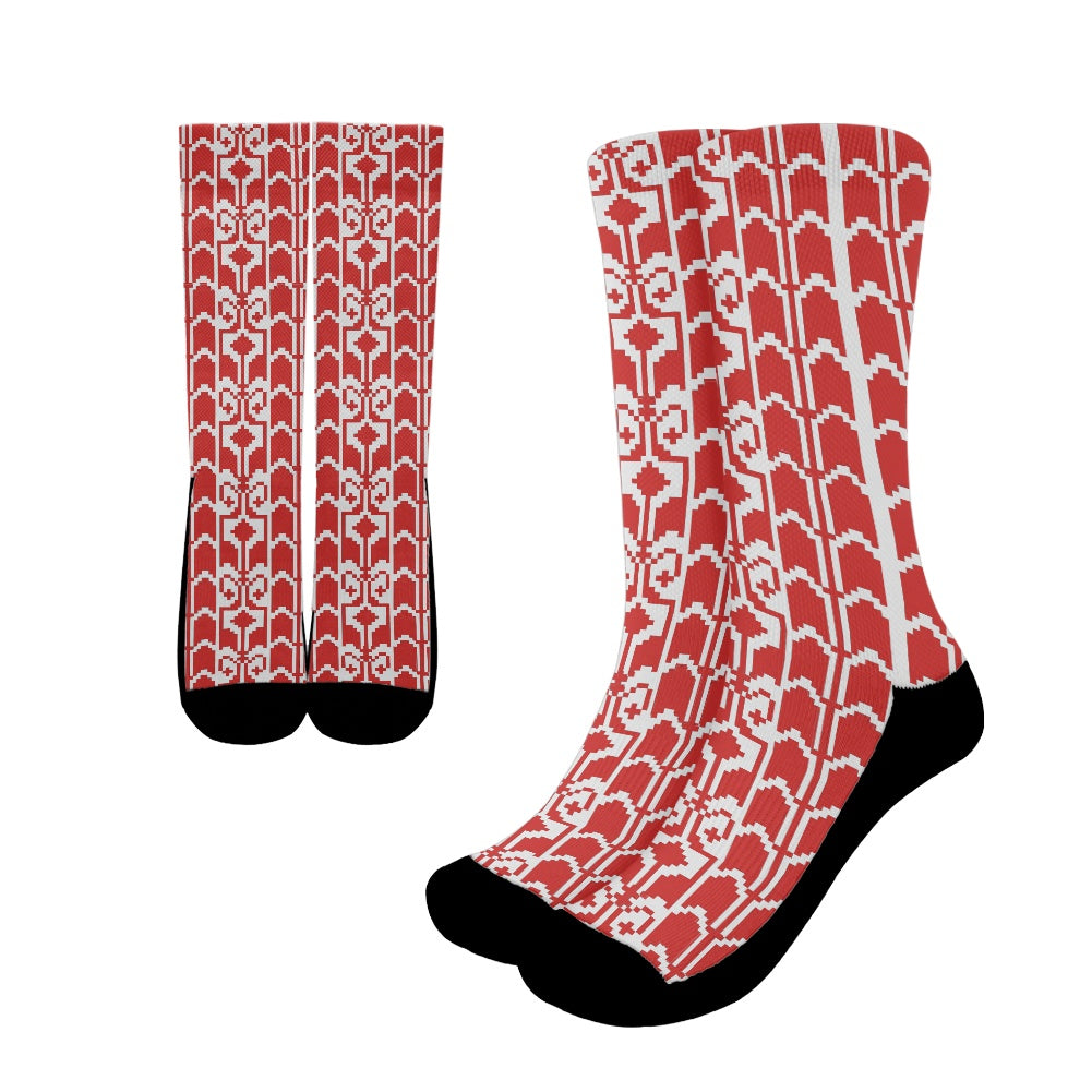 Palestinian Tatreez Print Crew Socks
