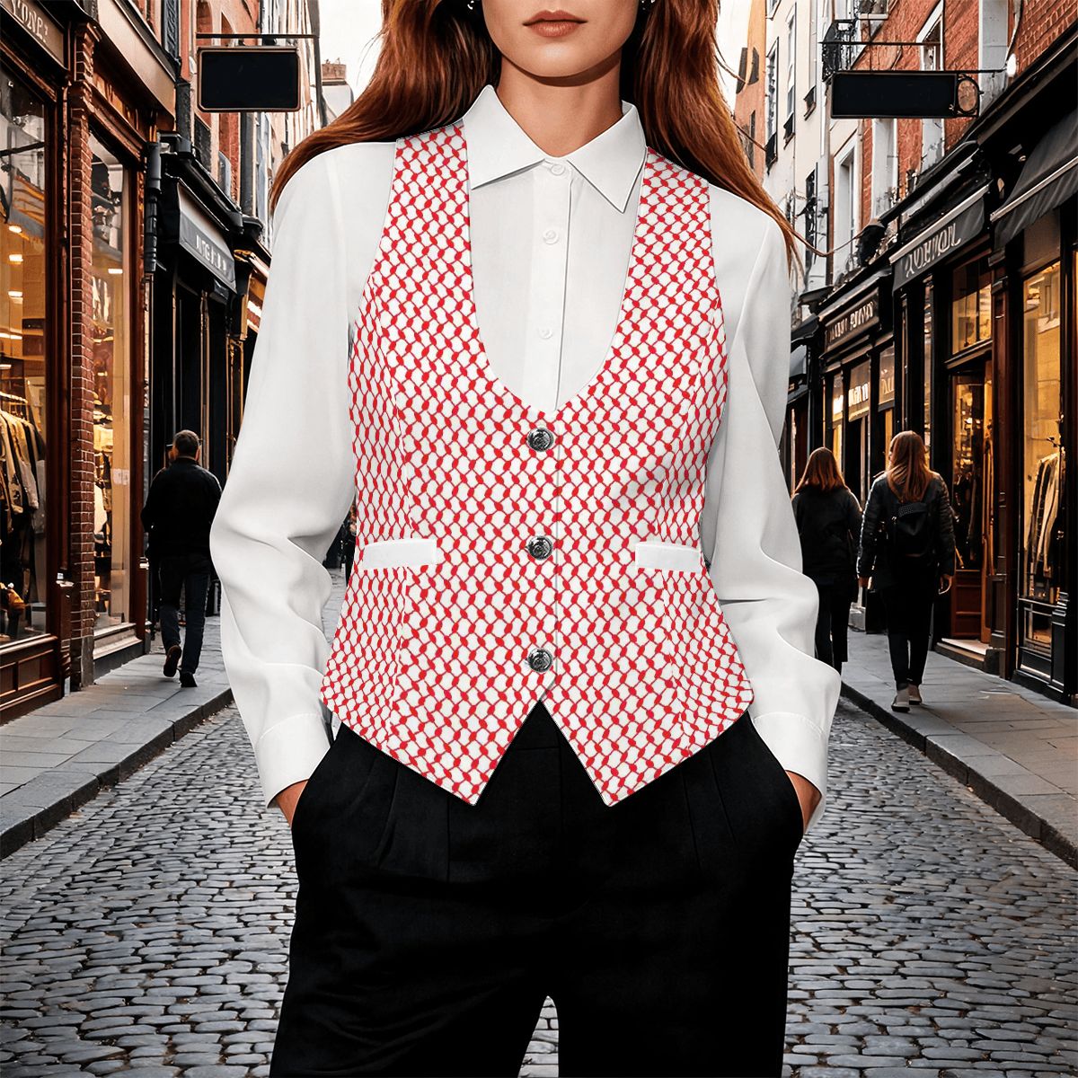 Jordanian Shemagh Keffiyeh Women's Slim Fit Suit Vest
