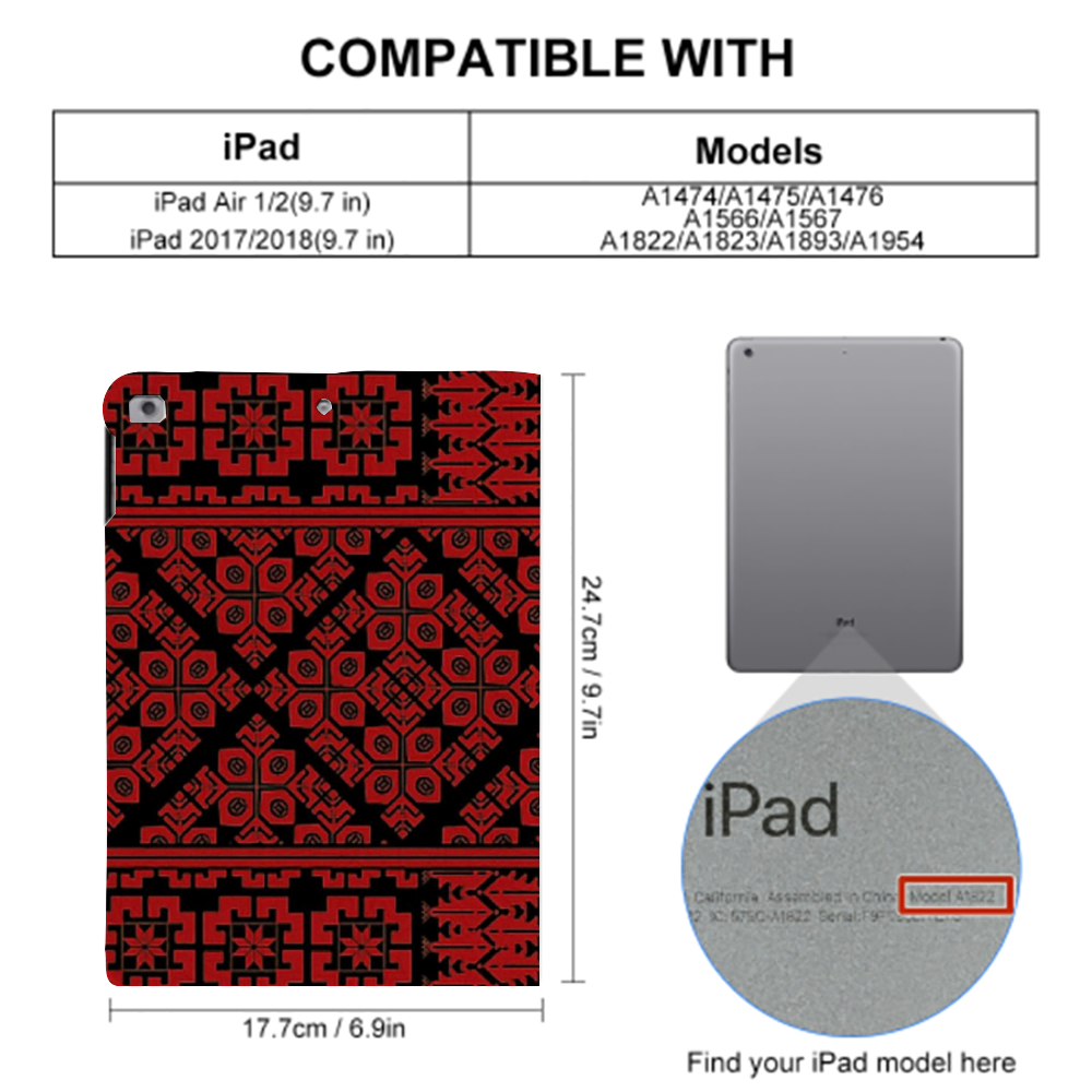 Palestinian Tatreez Print IPAD Protective Case without Pen Slot