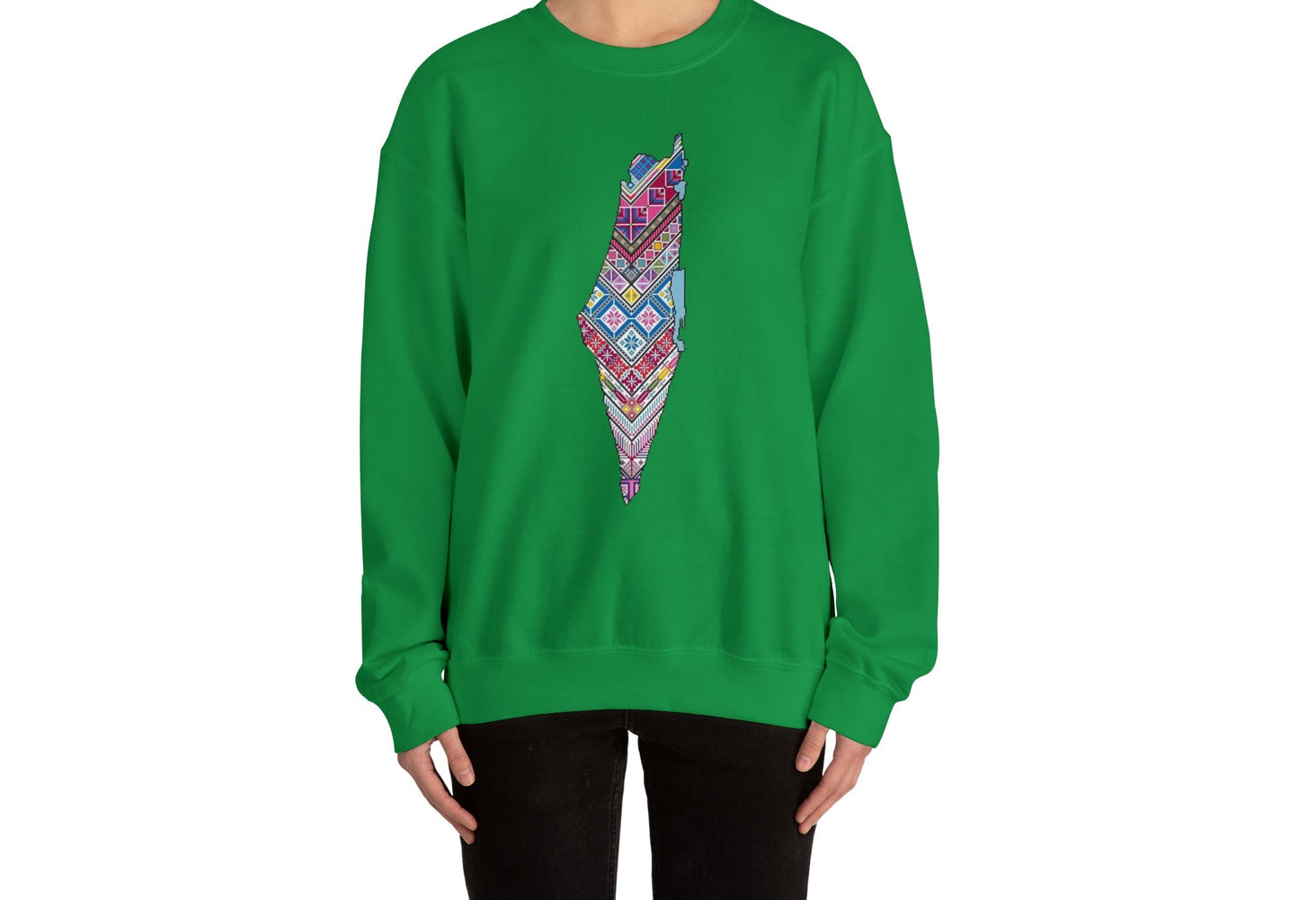 Palestinian Map Print, Unisex Heavy Blend Crewneck Sweatshirt