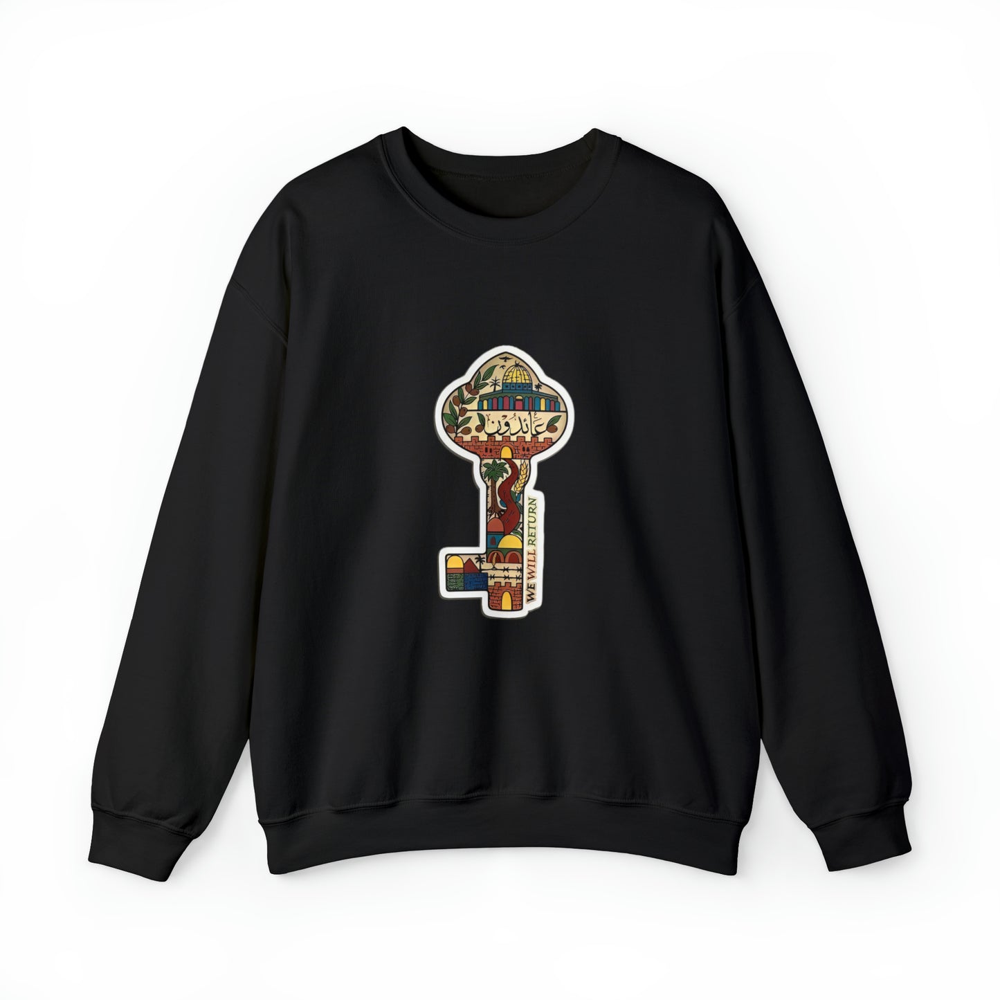 Palestinian Key Design, Unisex Heavy Blend™ Crewneck Sweatshirt, Falasteen, Jerusalem