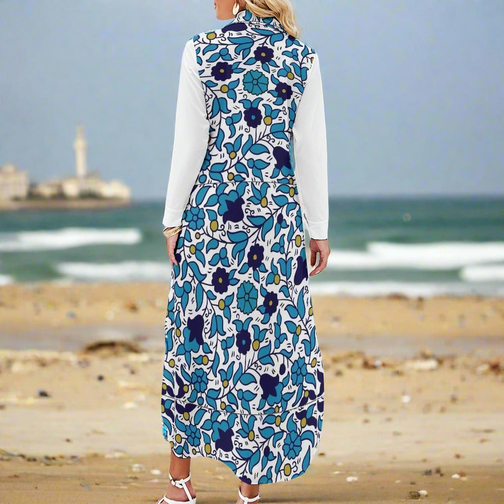 Palestinian Button Neck Long Sleeve Modest Shirt Dress