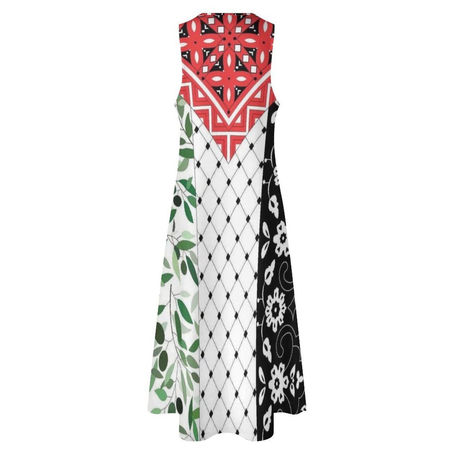Palestinian Flag Keffiyeh Solidarity Sleeveless Long Dress