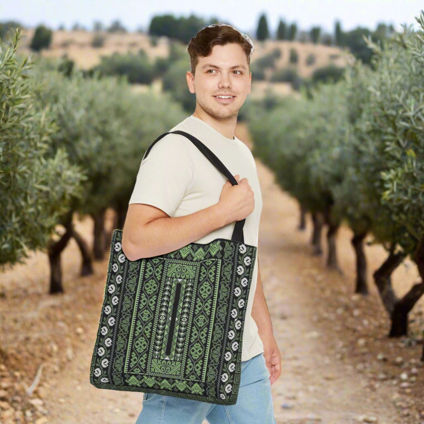 Tote bag, Palestinian Realistic Tatreez print Pattern