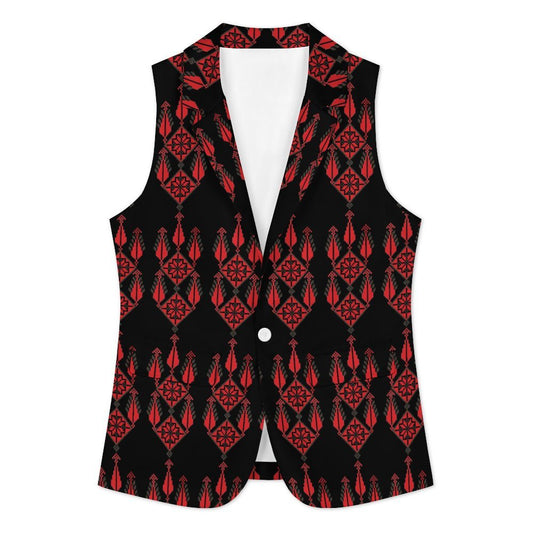 Palestinian Tatreez print Women Sleeveless Blazer Women's suit vest