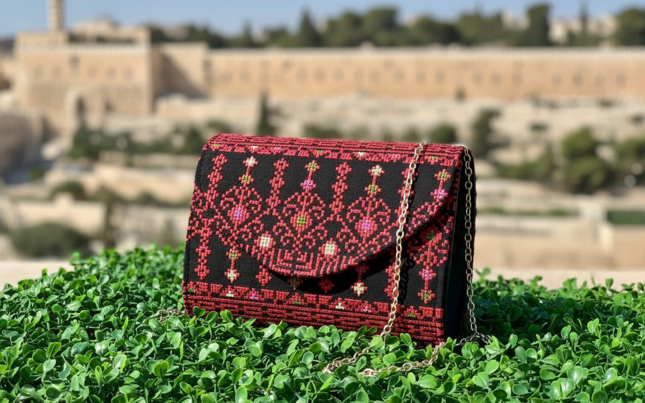 Stylish Designer Authentic Handmade Embroidered Palestinian Tatreez Handbag
