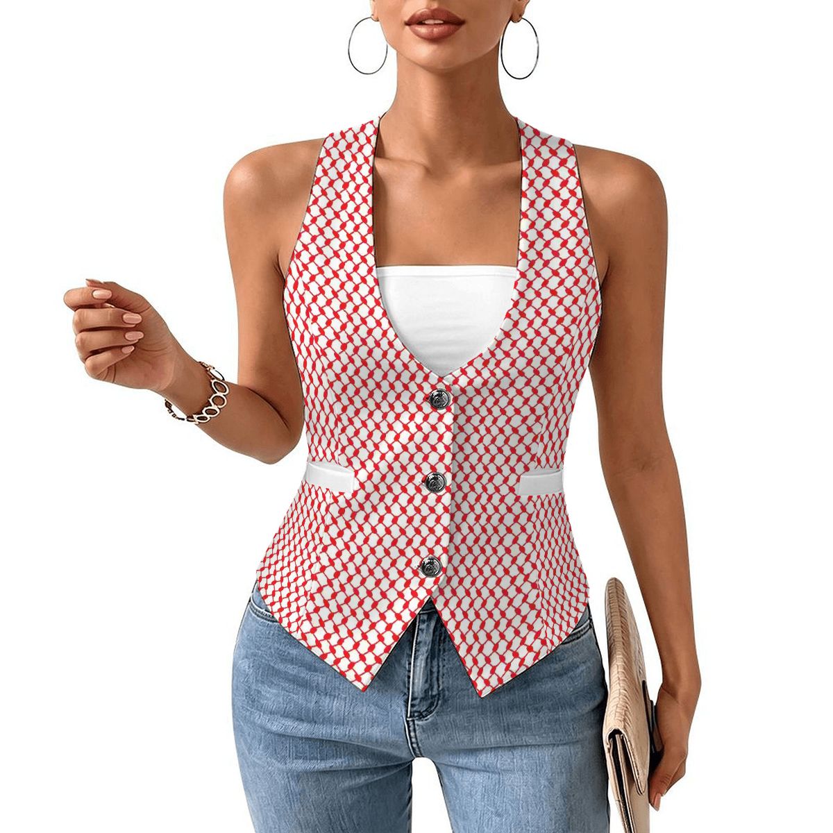 Jordanian Shemagh Keffiyeh Women's Slim Fit Suit Vest