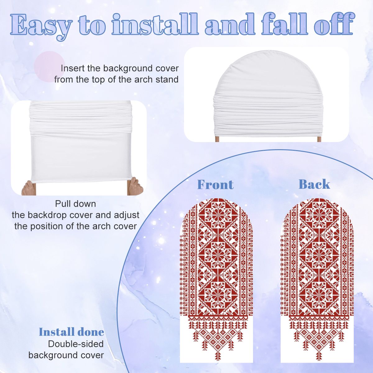 Small Arched Background Cover – Tatreez Pattern
