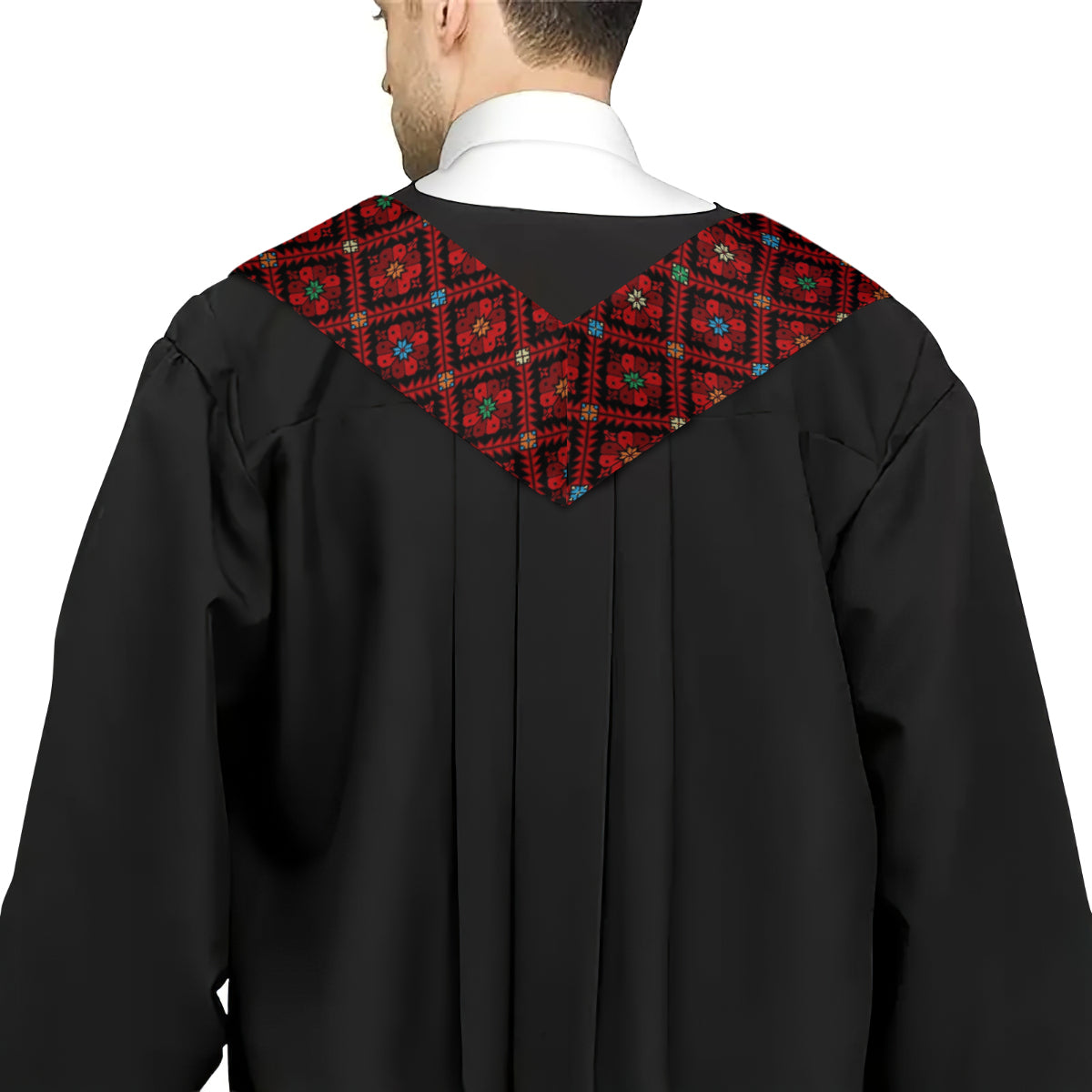 Palestinian Tatreez Print Graduation Stole, Red