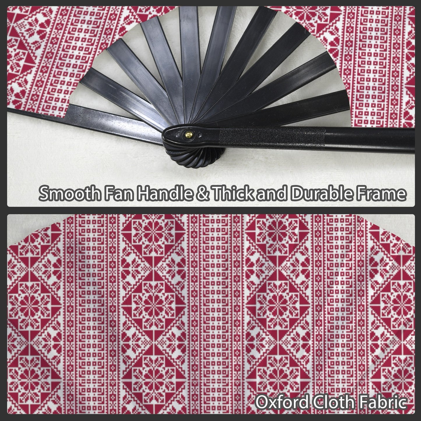 Tatreez Fan Chinese Folding Hand Fans Oxford Cloth - One-Sided