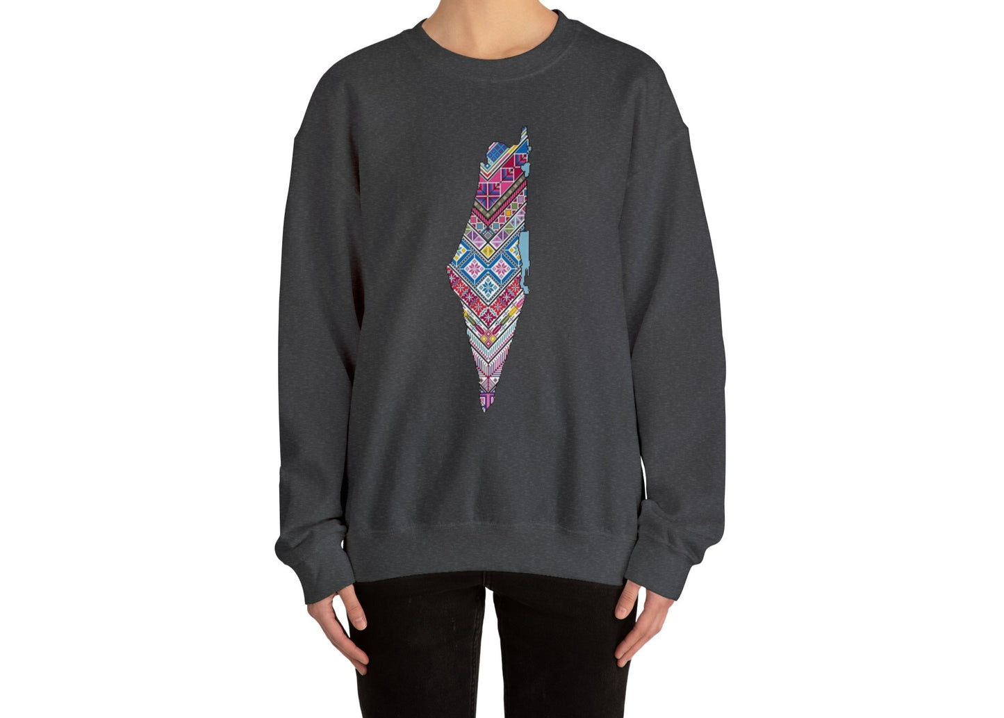 Palestinian Map Print, Unisex Heavy Blend Crewneck Sweatshirt