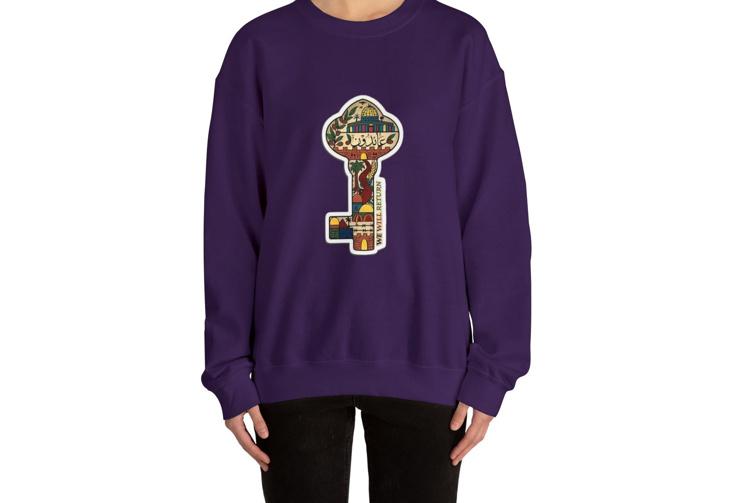 Palestinian Key Design, Unisex Heavy Blend™ Crewneck Sweatshirt, Falasteen, Jerusalem