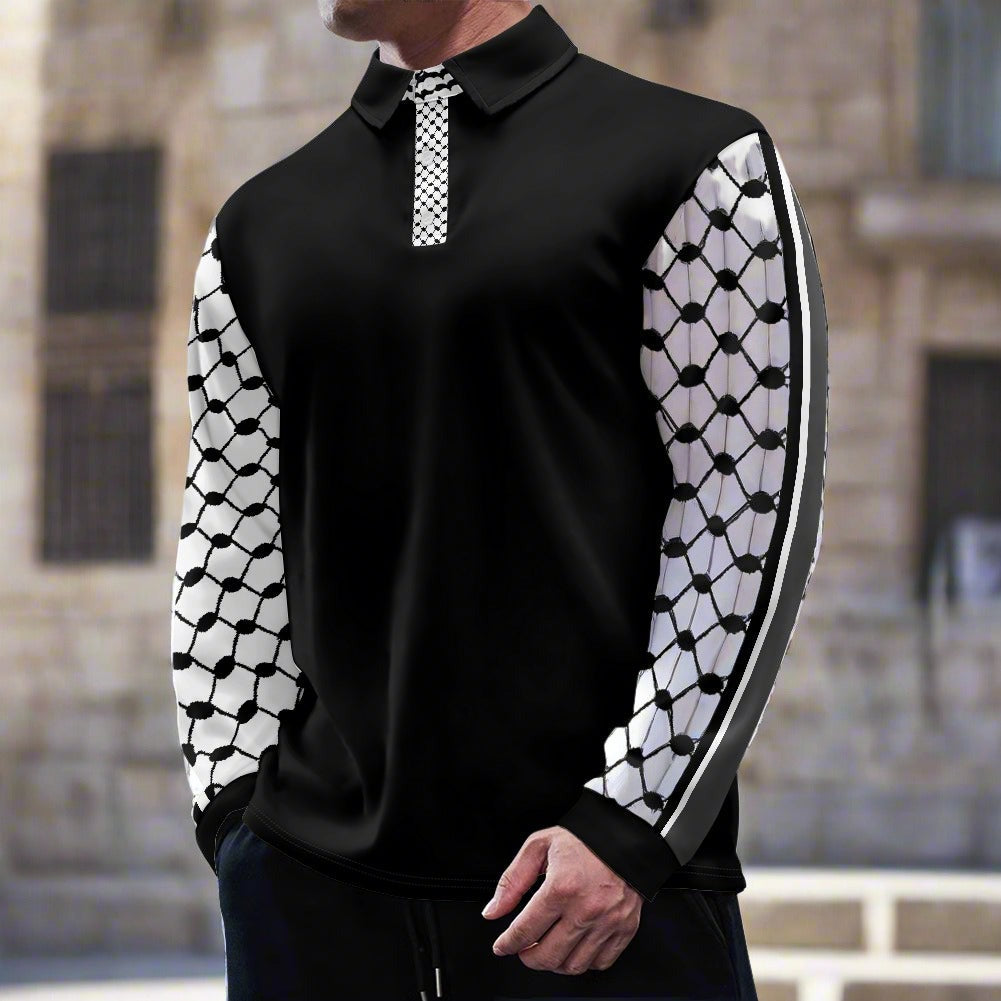 Palestinian Kuffiyeh Long Sleeve Polo Collar Shirt