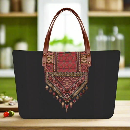 Palestinian Tatreez PRINT, Women's Tote Bag, Palestine Handbag, Bag, Red