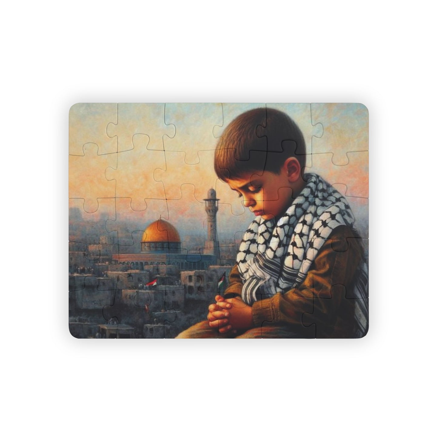 Boy Praying in Jerusalem Kids' Puzzle, 30-Piece, Dome of the Rock Mosque