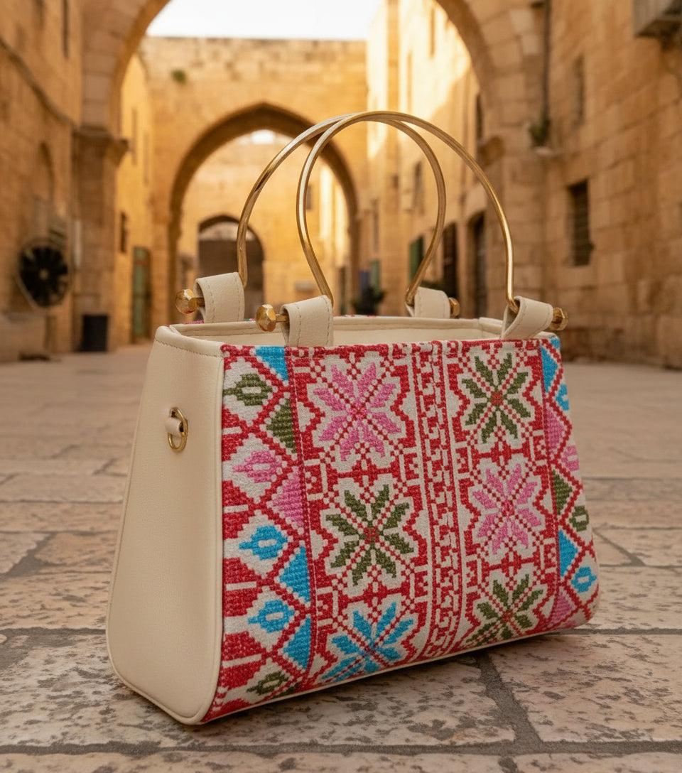Stylish Designer Authentic Handmade Embroidered Palestinian Tatreez Handbag