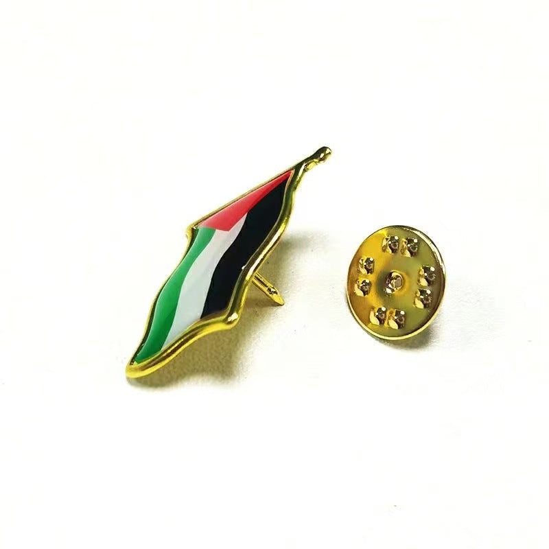 Epoxy Three-dimensional Butterfly Clasp Badge Palestine Flag Brooch