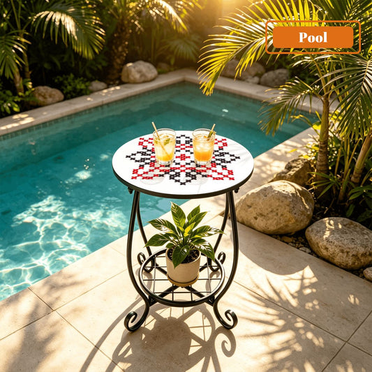 Palestinian Tatreez Outdoor Side Table