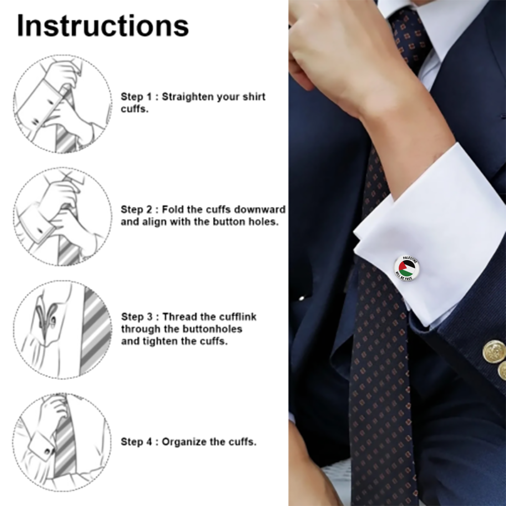 Palestine will be Free Fashion Cufflinks Tuxedo Studs -