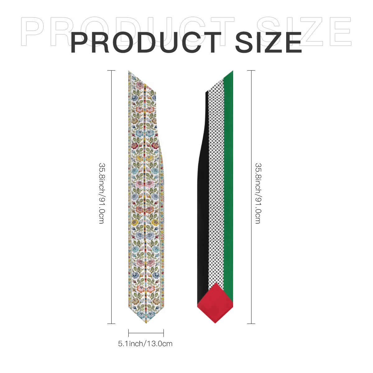 Palestinian Kuffiyeh Flag Floral Tatreez Print Sash