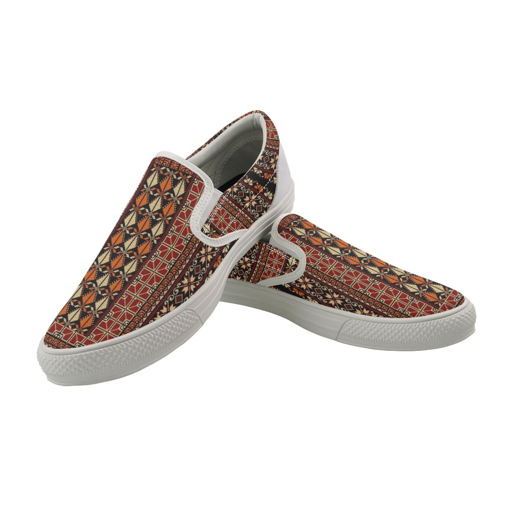 Woman's Palestinian Tatreez print Casual Slip On Shoes