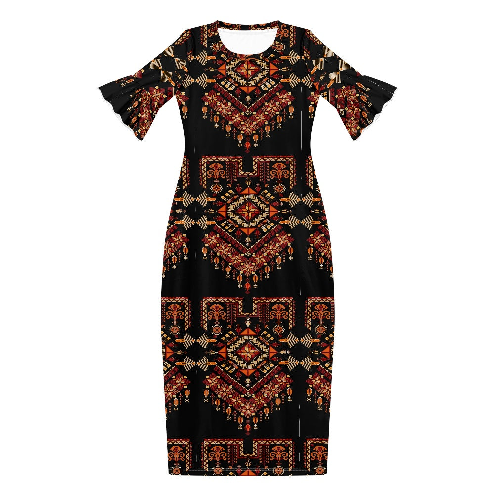 Palestinian Tatreez Print Stylish Dress