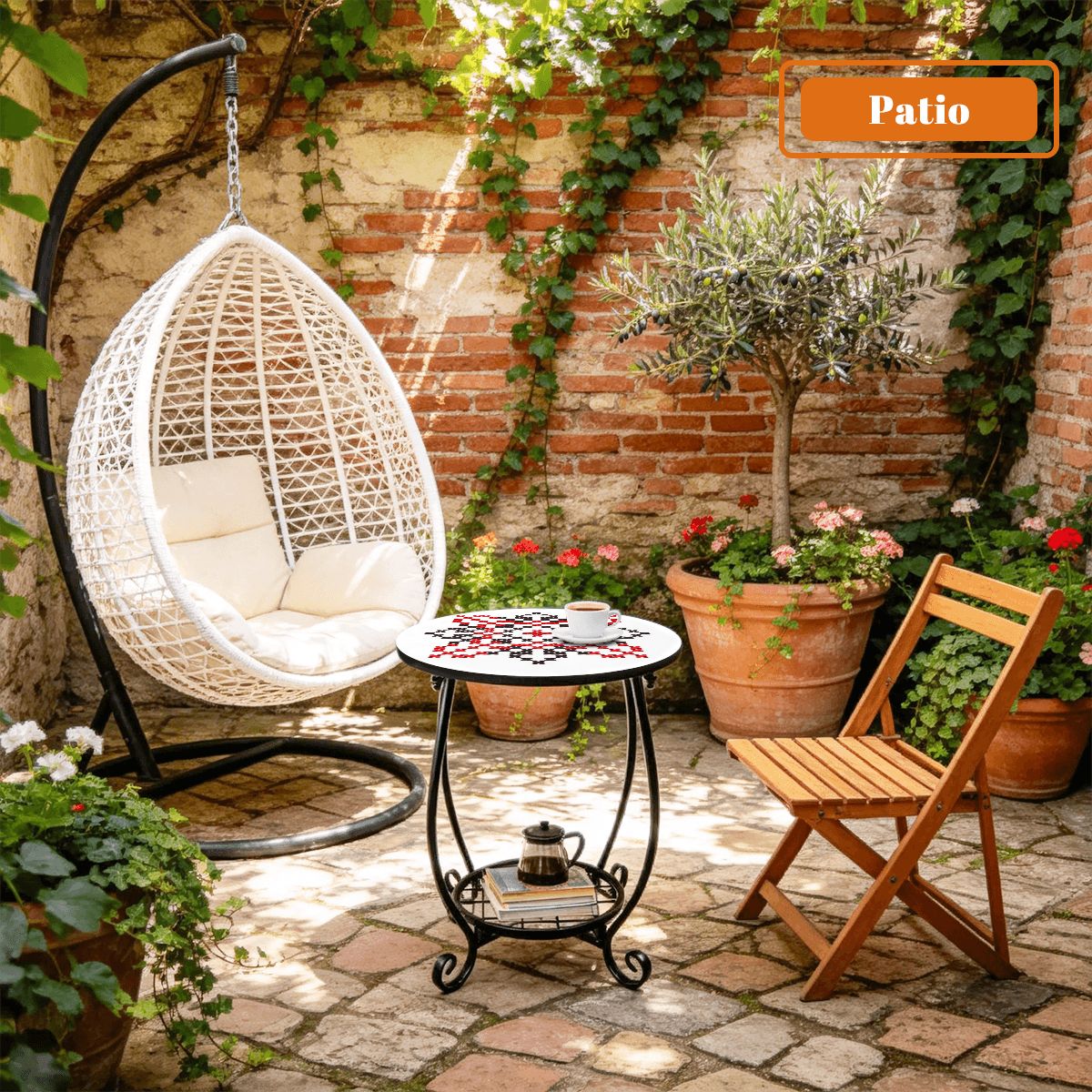 Palestinian Tatreez Outdoor Side Table