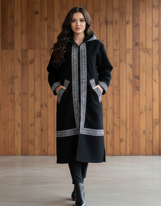 Arabian Woman Fur Long Tatreez Lining Jacket