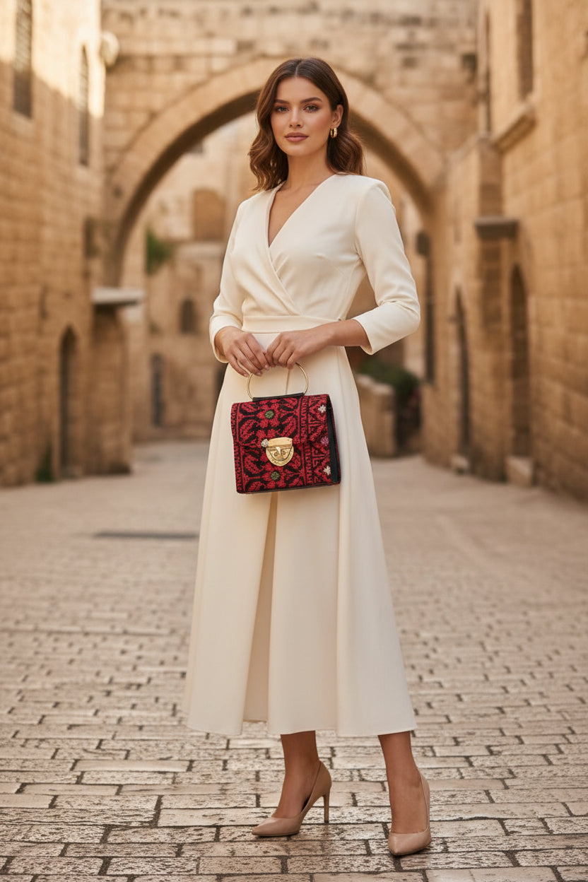 Stylish Designer Authentic Handmade Embroidered Palestinian Tatreez Handbag