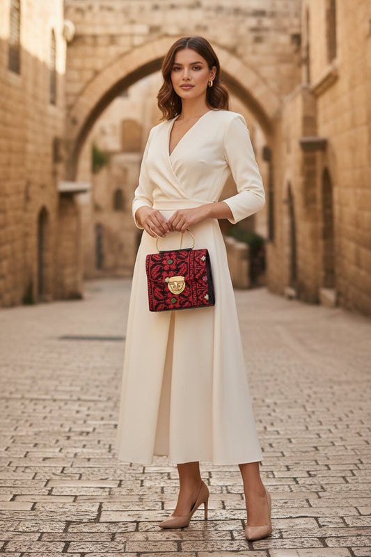 Stylish Designer Authentic Handmade Embroidered Palestinian Tatreez Handbag